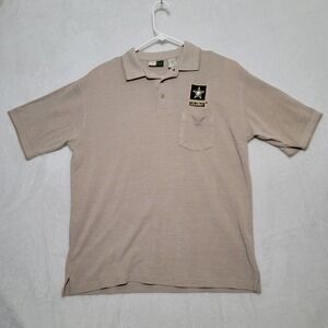 Wear Guard Men's Polo Shirt Size L Large Beige Short Sleeve Casual Army Logo